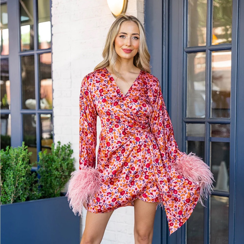 NWT Buddylove wrap feather dress